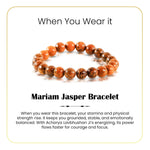 
                    
                      mariam jasper bracelet, natural jasper stone bracelet, grounding gemstone bracelet, inner strength crystal jewelry, stability stone bracelet, emotional balance gemstone, daily wear spiritual bracelet, bracelet by acharya lavbhushan, when you wear it 
                    
                  