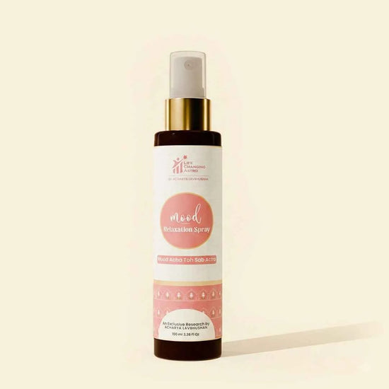 mood relaxation spray acharya lavbhushan, calming energy spray, emotional balance mist, mental ease aroma spray, gangajal spiritual spray, stress relief atmosphere, inner peace energy, daily relaxation spray