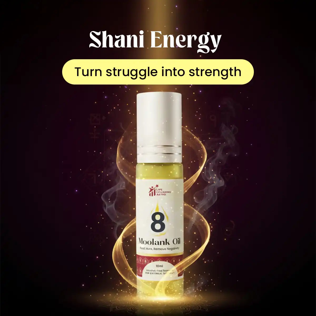 moolank 8 oil acharya lavbhushan, numerology oil, saturn energy oil, shani remedy, perseverance patience oil, focus discipline energy, protection stability oil, essential oil blend, spiritual energy oil, born 8 17 26