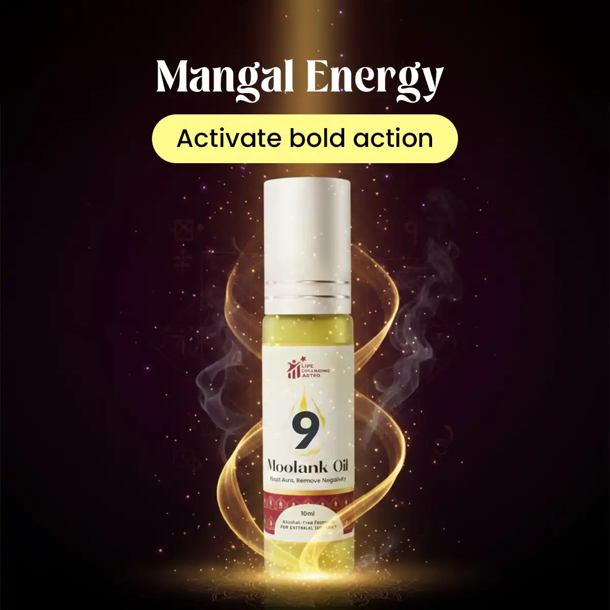 moolank 9 oil acharya lavbhushan, numerology oil, mars energy oil, mangal remedy, courage determination oil, passion motivation energy, dynamic action focus, essential oil blend, spiritual energy oil, born 9 18 27