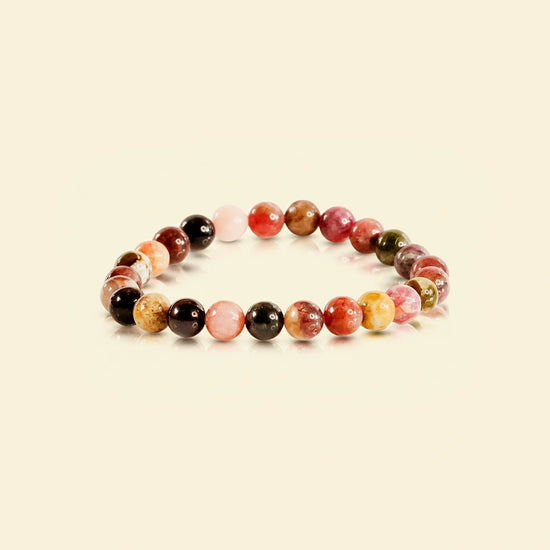 multi color tourmaline bracelet, natural tourmaline stone bracelet, protection bracelet, emotional balance gemstone bracelet, grounding crystal jewelry, daily wear gemstone bracelet, mindfulness stone bracelet, spiritual bracelet by acharya lavbhushan