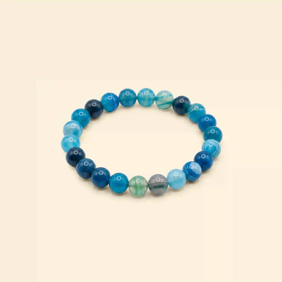 natural blue agate bracelet, blue agate gemstone bracelet, calm clarity bracelet, communication stone bracelet, grounding crystal jewelry, emotional balance bracelet, daily wear gemstone bracelet, spiritual bracelet by acharya lavbhushan