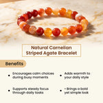 
                    
                      natural carnelian striped agate bracelet, carnelian agate gemstone bracelet, motivation confidence bracelet, grounding stone bracelet, striped agate crystal jewelry, emotional balance bracelet, daily wear gemstone bracelet, spiritual stone bracelet, benefits, by acharya lavbhushan
                    
                  