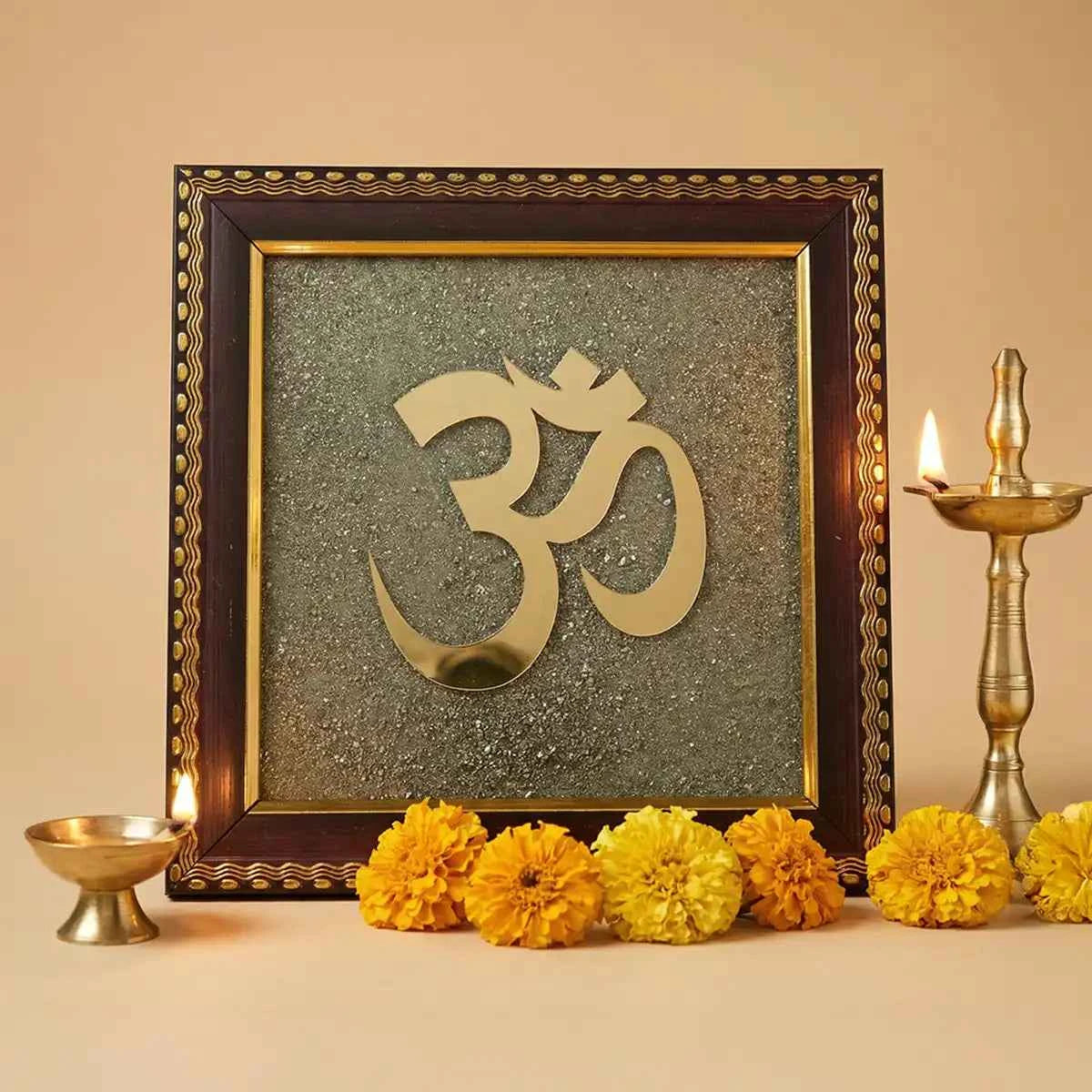 om vastu frame, om symbol wall frame, vastu correction frame, om frame for home entrance, spiritual vastu frame, positive energy wall frame, protection vastu frame, vastu frame for office, om vastu frame by acharya lavbhushan