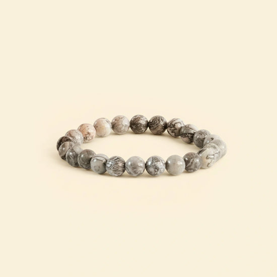 picasso jasper bracelet, natural picasso jasper stone bracelet, calm focus gemstone, balance crystal bracelet, grounding stone jewelry, emotional balance gemstone, daily wear spiritual bracelet, bracelet by acharya lavbhushan