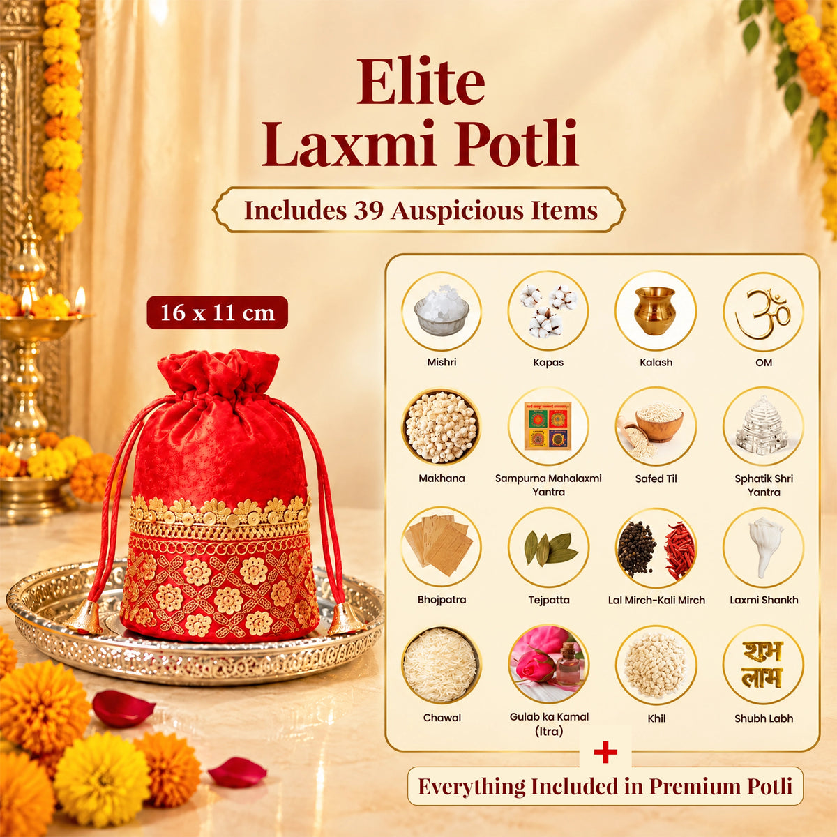 Laxmi Potli (Lakshmi Potli) – Sacred Pouch for Locker, Cash Box and Diwali Pooja