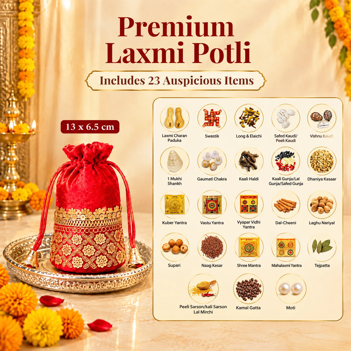 Laxmi Potli (Lakshmi Potli) – Sacred Pouch for Locker, Cash Box and Diwali Pooja