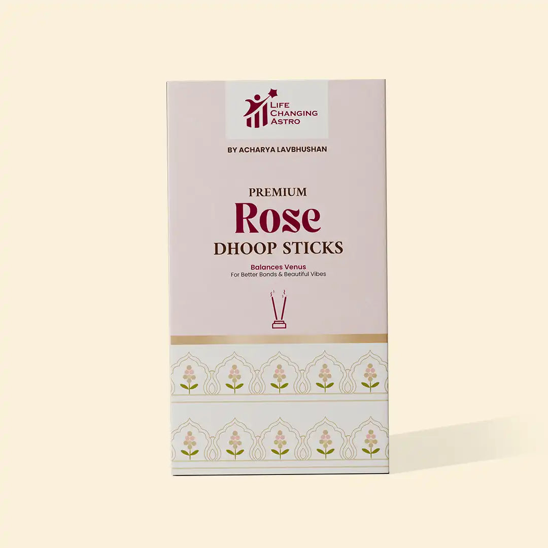 premium rose dhoop sticks, rose dhoop sticks, organic dhoop sticks, bamboo less dhoop sticks, charcoal free dhoop, cow dung dhoop sticks, long lasting rose fragrance dhoop, spiritual dhoop for pooja, dhoop sticks by acharya lavbhushan