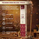 
                    
                      premium oudh incense sticks, oudh agarbatti, organic incense sticks, bamboo less incense, charcoal free agarbatti, cow dung incense sticks, spiritual incense for meditation, grounding fragrance incense, incense by acharya lavbhushan, benefits 
                    
                  