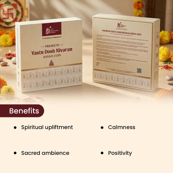 premium vastu dosh nivaran havan cups, vastu shanti havan cups, vastu correction havan, organic havan cups, cow dung havan cups, bamboo less havan cups, charcoal free havan, negative energy removal havan, spiritual havan for home office, havan cups by acharya lavbhushan, benefits 