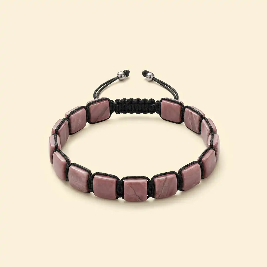 rhodonite bracelet, natural rhodonite stone bracelet, emotional healing bracelet, self-love balance bracelet, grounding crystal jewelry, emotional balance gemstone, daily wear gemstone bracelet, spiritual bracelet by acharya lavbhushan