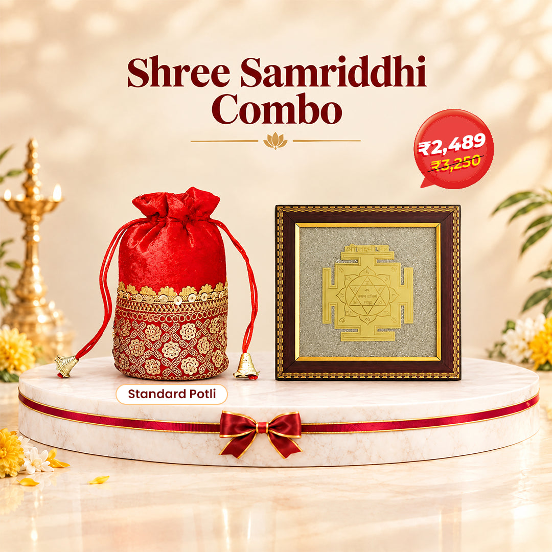Shree Laxmi Yantra Pyrite Frame & Laxmi Potli Combo