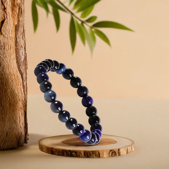 star blue tiger eye bracelet, natural tiger eye stone bracelet, calm focus bracelet, intuition protection bracelet, grounding gemstone jewelry, daily wear crystal bracelet, emotional balance bracelet, spiritual bracelet by acharya lavbhushan
