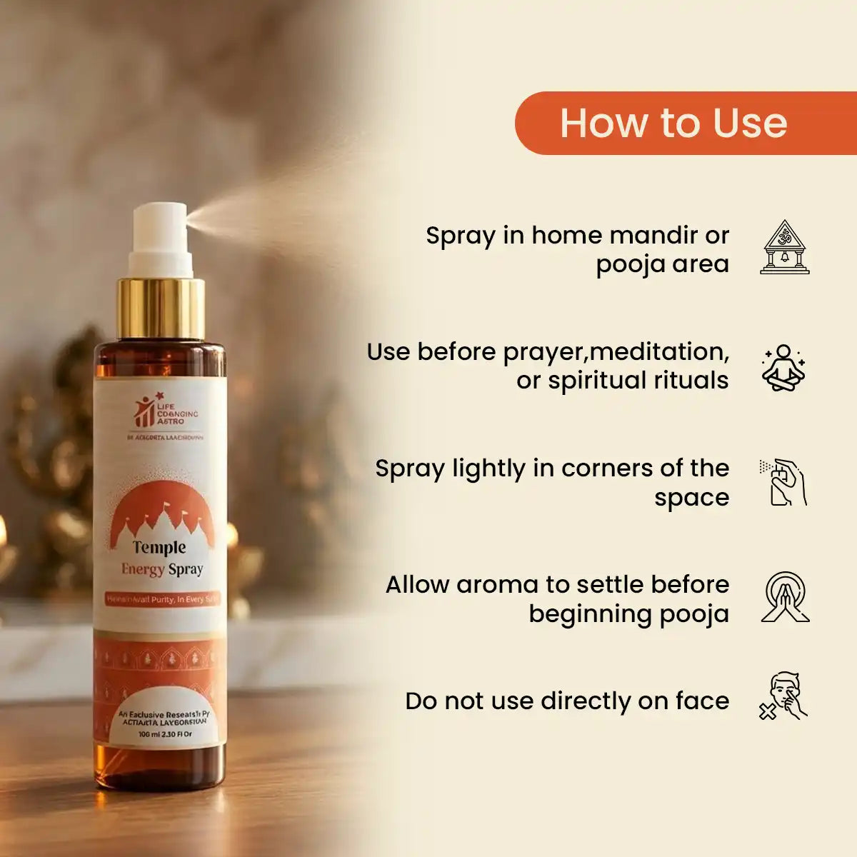 
                    
                      temple energy spray acharya lavbhushan, pooja room energy cleanse, mandir purification spray, gangajal spiritual spray, sacred space purification, negative energy cleanse, pooja preparation spray, spiritual calm energy, how to use 
                    
                  
