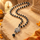Original Karungali Mala with Silver Plated Om Trishul Pendant