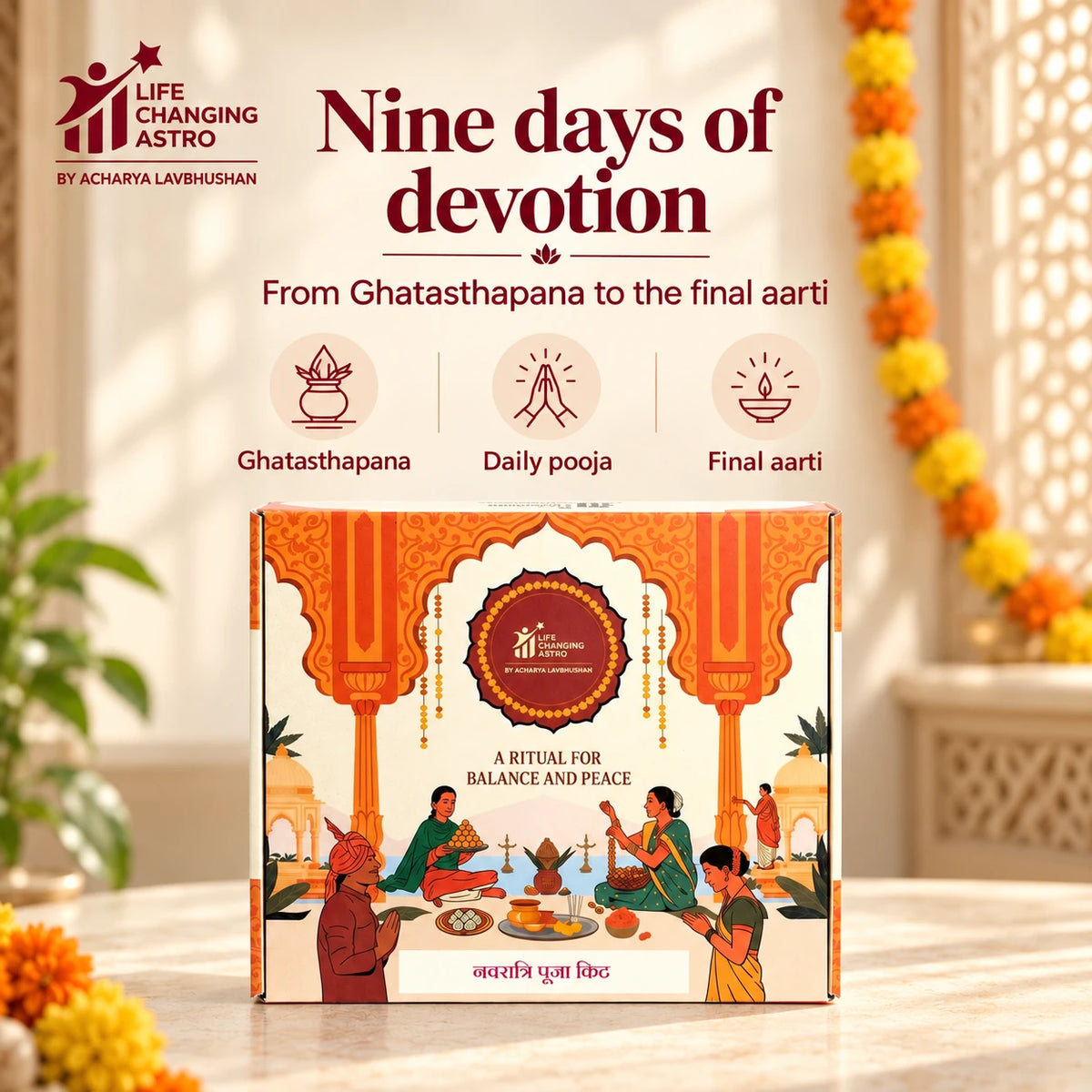 Navratri Pooja Kit. Product box with its intended pooja occasions.