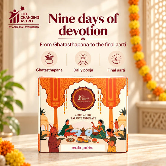 Navratri Pooja Kit. Product box with its intended pooja occasions.
