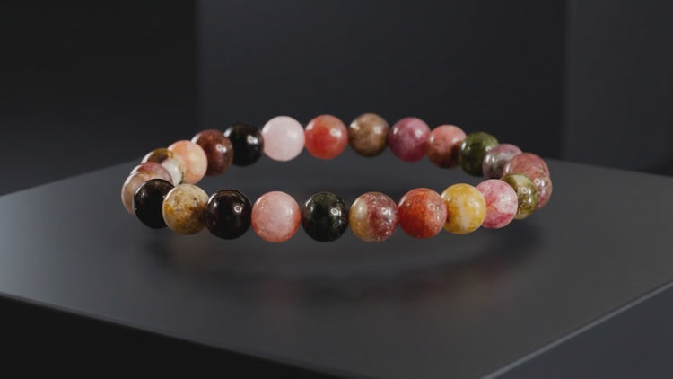 multi color tourmaline bracelet, natural tourmaline stone bracelet, protection bracelet, emotional balance gemstone bracelet, grounding crystal jewelry, daily wear gemstone bracelet, mindfulness stone bracelet, spiritual bracelet by acharya lavbhushan