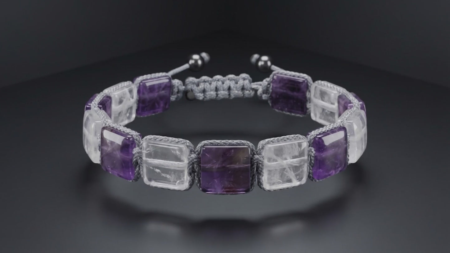 clean quartz amethyst bracelet acharya lavbhushan, quartz amethyst stone bracelet, clarity calm energy, grounding crystal bracelet, focus balance jewelry, emotional steadiness bracelet, daily wear gemstone bracelet, mindfulness stone jewelry